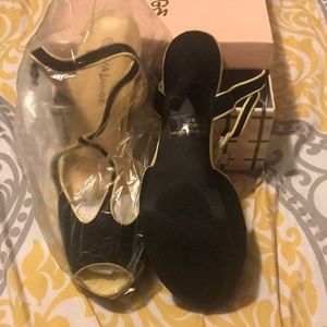 Sexy black and yellow trim heels
